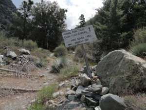 Trail sign at mouth of Prairie Fork.  Located directly across wash from Mine Gulch campground.