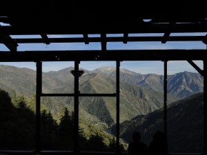 Mt. Baldy and Iron Mountain as seen from within the steel framing of the Big Horn Mine's stamp mill.