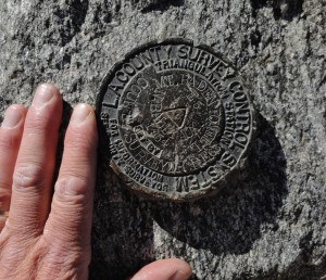 This benchmark attests to Mt. Baden-Powell's former namesake, North Mt. Baldy.   Affixed to a boulder at the summit, it marks the high point (9,399' elevation) of your day.
